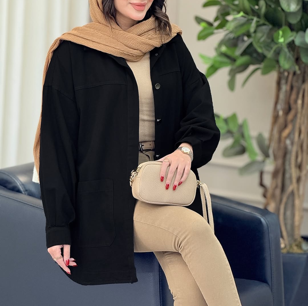 4f200b1a0a5806cf6e6cdd141feac159 شومیزو مانتو مشکی کد:1026 - Image 1