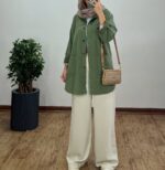 مانتو کتان کاغذی قدبلند کد:1137 - Image 6