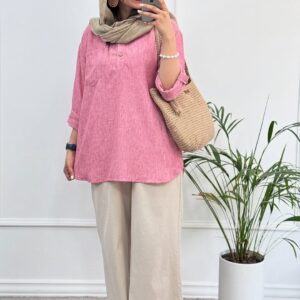 شومیز جلوبسته لینن کد:1134