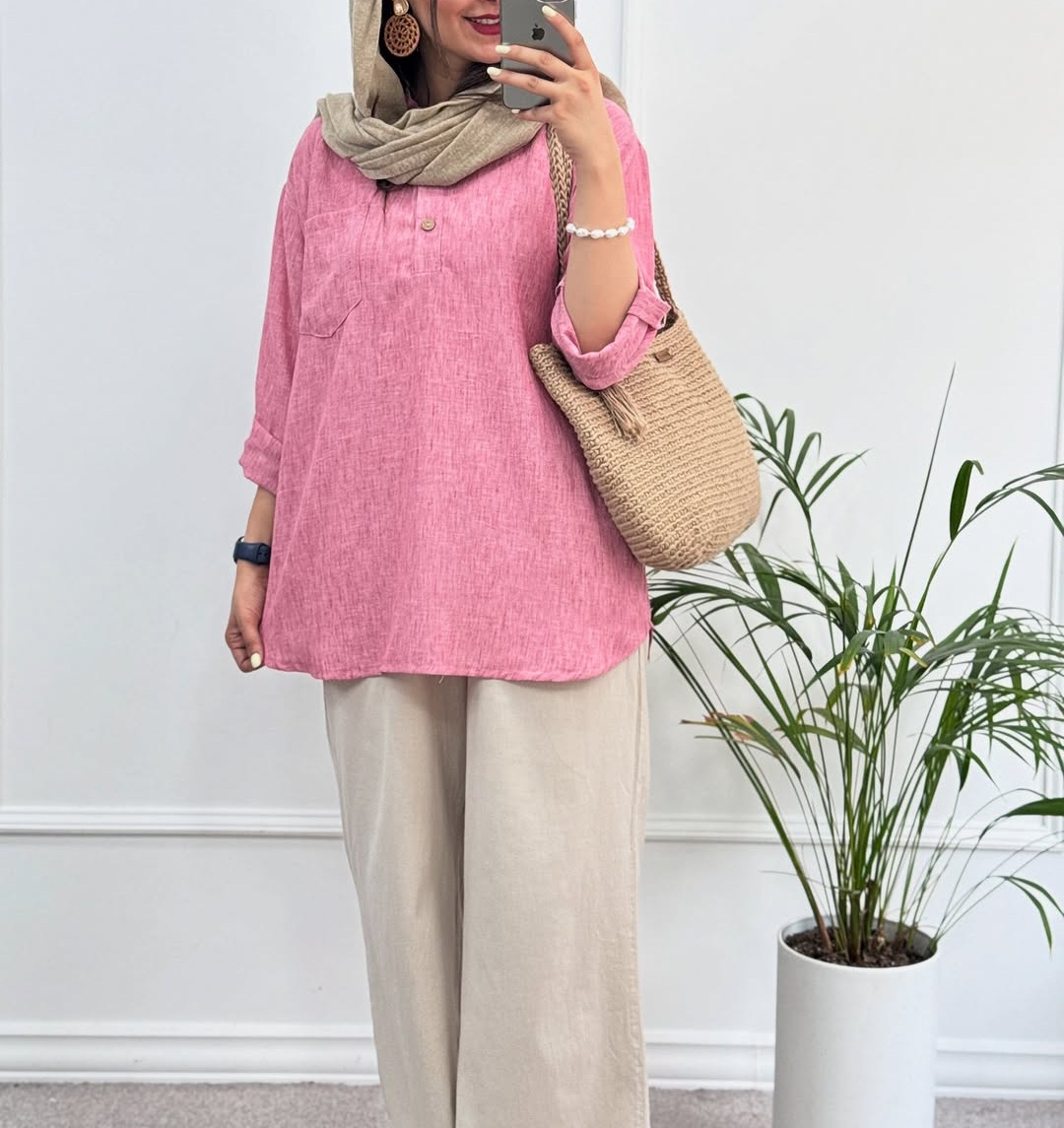 aa113bba47584fdce60b3e3873997479 شومیز جلوبسته لینن کد:1134 - Image 1