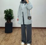 مانتو کتان کاغذی قدبلند کد:1137 - Image 2