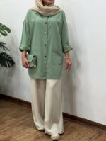 مانتو کتان کاغذی قدبلند کد:1137 - Image 19