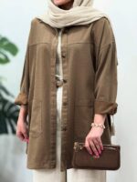 مانتو کتان کاغذی قدبلند کد:1137 - Image 23