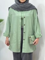 مانتو کتان کاغذی قدبلند کد:1137 - Image 22