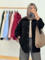 مانتو کتان جیبدار کد:1183 - Image 3