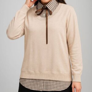 بلوز بافت یقه چهارخونه کد:1241